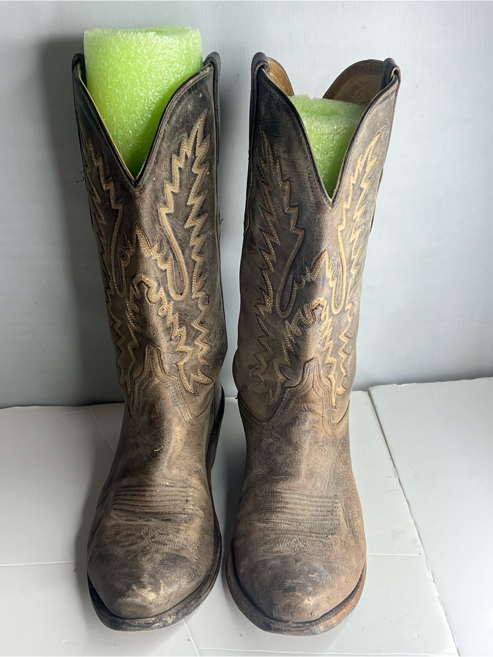 Old West Women’s Western Cowboy Boots Brown Tan Leather Size 8.5 Cowgirl